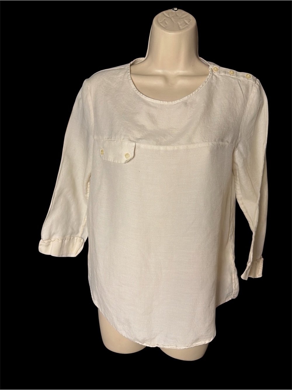 Lacoste Women's Cream Button-Shoulder Lightweight Blouse